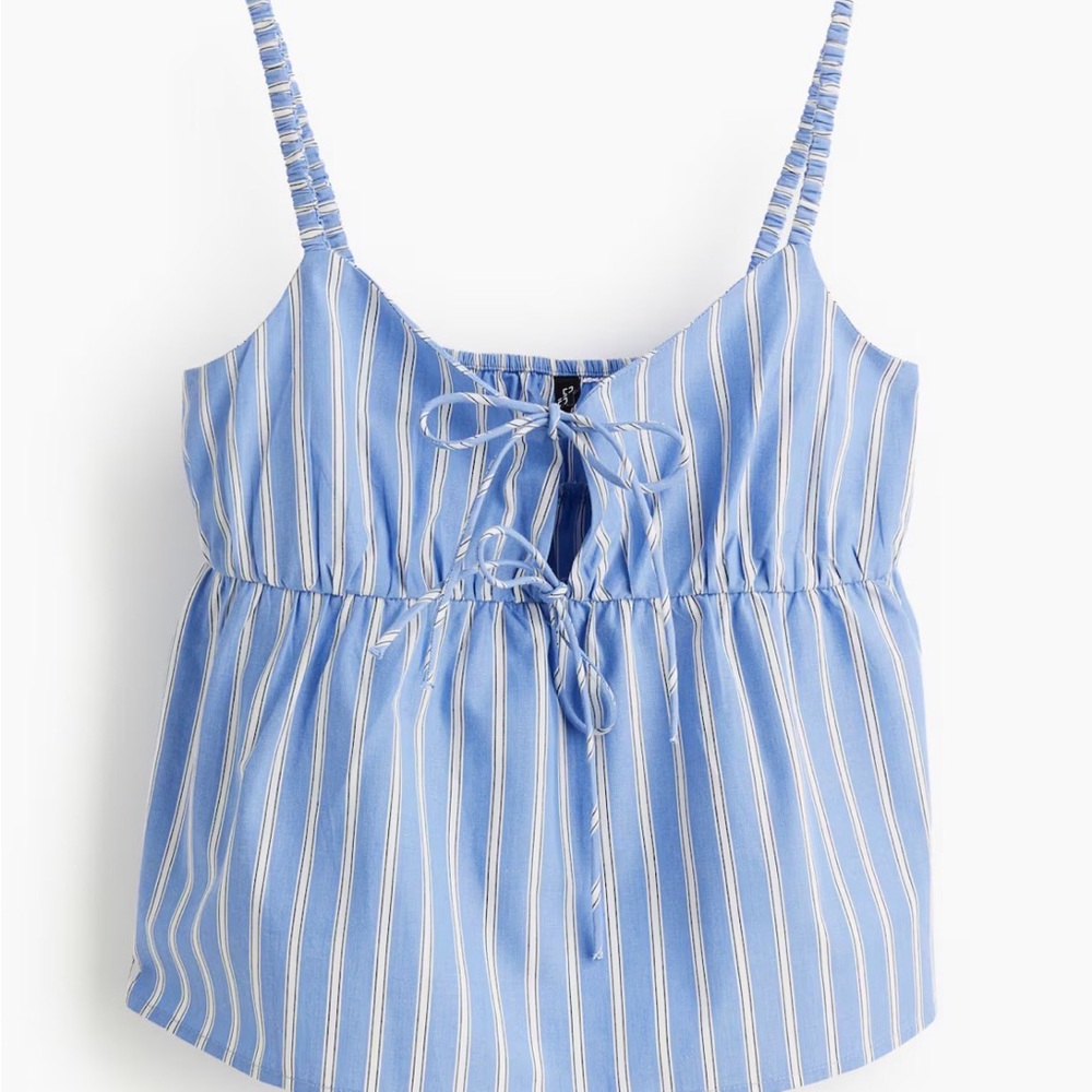 Blue Striped Tie-Front Women's Cami Top